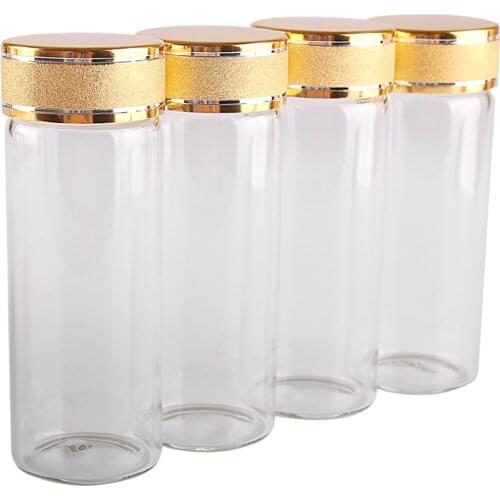 5pcs 40ml 30*80mm Glass Perfume Bottles with Golden Frosted Lids Potion Bottles Glass bottle Glass Vials Message Bottles