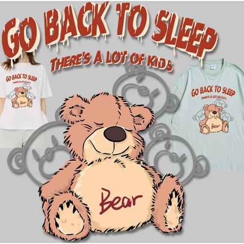 Bear Toys Iron-on Transfers Chest badges Heat Transfer PVC Patch Stickers t shirts Patches for Kids Clothing Jacket