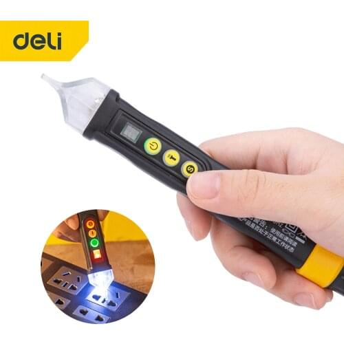 DELI 12/48-1000V Smart Non-contact Pen Alarm AC Voltage Detector Induction Test Pen Household Electrician Tools