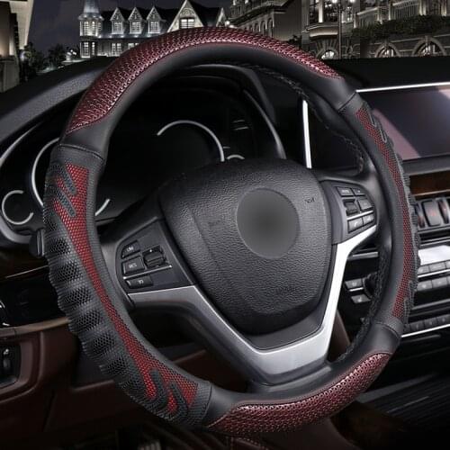 38CM Car Steering Wheel Cover Anti slip Leather Cars Wheels Covers Breathable Hand Stitching Steering-Wheel Car-stying Universal