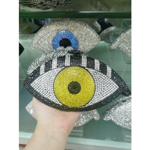 XIYUAN Eye Shape Crystal Stone Bag Women Clutches Evening Bags Wedding Party Cocktail Metal Minaudiere Diamond Handbag and Purse