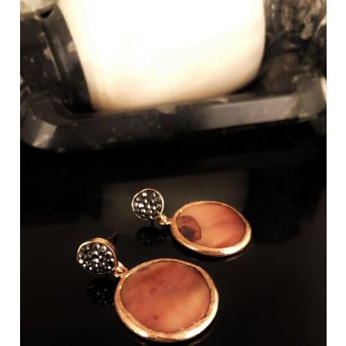 Dr Stone Natural Stone Women 'S Pearl Stone Rose Gold Plated Earrings KRB370