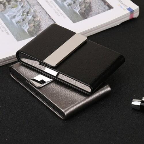 Ladys Cigarette Case Box Ultra Thin Card Holder Snake PU Metal Bag Magnetic Catche Easy Open for Business use Pocket Size Box