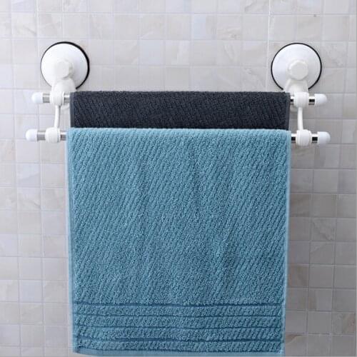 1PC SQ1807 Strong Suction Cup Wall Mounted Stainless Steel Double Towel Bar High Quality Towel Rack For Bathroom