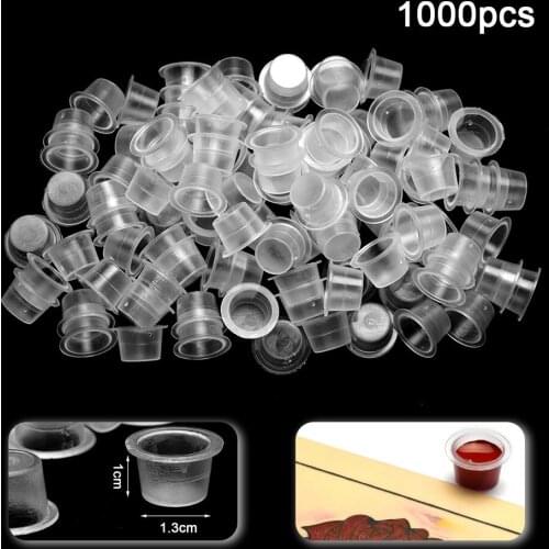 1000Pcs/Bag Plastic Microblading Tattoo Ink Cap Cup Pigment Clear Holder Container S/M/L Size For Needle Tip Grip Power Supply