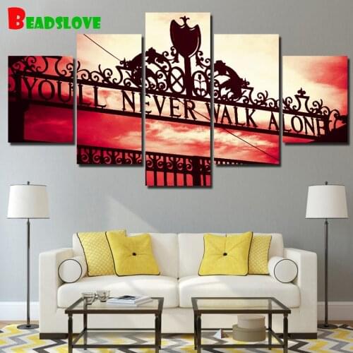 5d Diamond Painting Sports Liverpool Iron Gate You'll Never Walk Alone Cross Stitch Diamond Embroidery Sale landscape 5 pieces