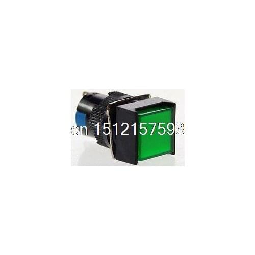 5x DC 12V Green Squared Signal Light indicator Momentary Push Button Switch 16mm
