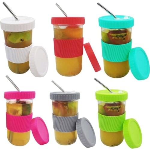 650ml Mason Jar Cups With Lids Complete Sets Drinking Water Cups With Straws Glass Cups With Lids And Handle 1 Set