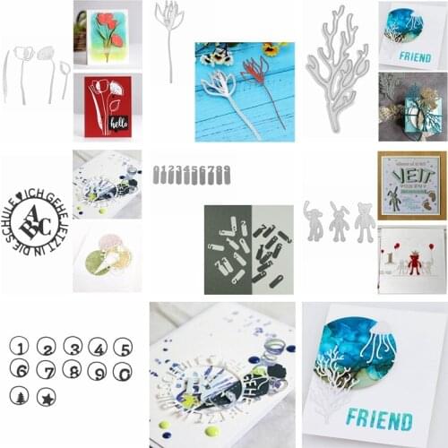 7 Styles Metal Cutting Dies Set Number 0-9 Special Font Wreath Floral Branch Unicorn Robot Shape For Craft Cards Making DIY 2020