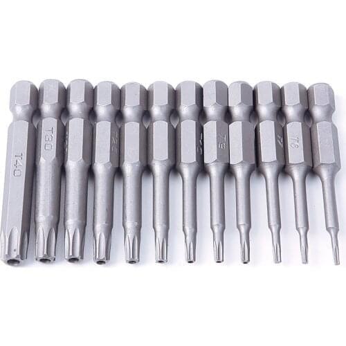 Hot 8/12Pcs 50mm Set Security Tamper Proof Magnetic Screwdriver Drill Bit Screw Driver Bits Hex Torx Flat Head 1/4" Hand Tools