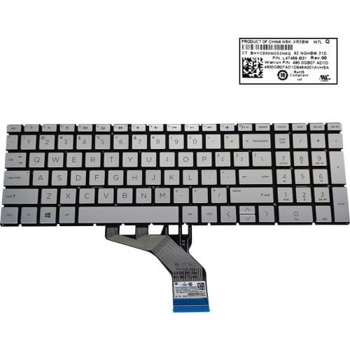 L47469 B31 English keyboard for HP 15-DA 0012DX 17-CA replacement keyboards qwerty silver laptop Pavilion 15-CS TPN C135 250 G6