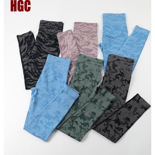 HGC Seamless Leggings Woman High Waist Elastic Yoga Pants Camo Tiger Squat Proof Sexy GYM Fitness Sport Booty Scrunch Tights