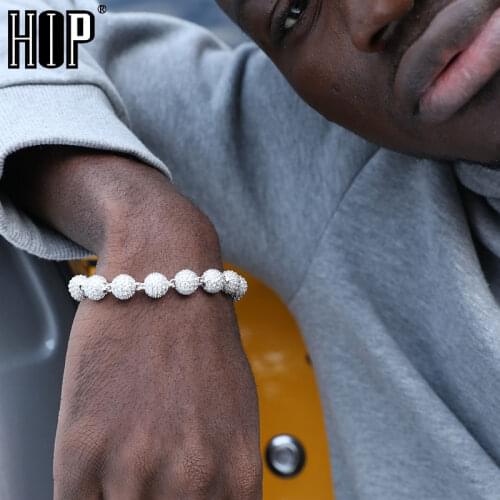 Hip Hop 10MM Bling Iced Out Round AAA CZ Stone Cubic Zirconia Chokers Ball Bracelet For Men Women Jewelry