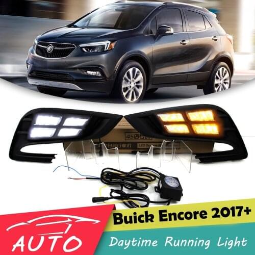 DRL For Buick Encore Opel Mokka 2017 2018 LED Car Daytime Running Light Driving Fog Lamp Daylight With Turn Signal