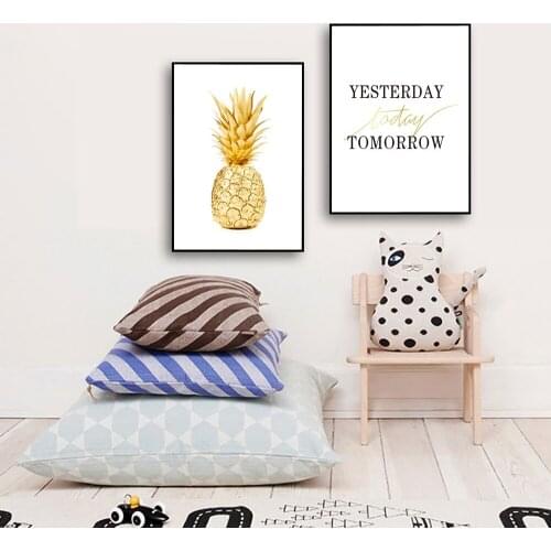 Fruit Tropical Simplicity Pineapple Painting and Quote,Popular Canvas Print Painting Poster Wall Art Picture For Decor Unframed