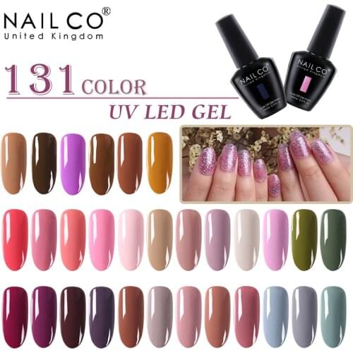 NAILCO 131 Colors Nail Gel UV LED Semi Permanent Nail Polish Varnish Hybrid 15ml Lacquer Need To Base And Top Coat Nail Art