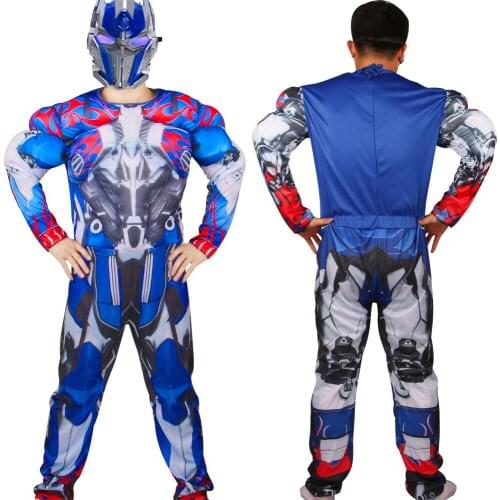 Halloween Cosplay Movie Muscle Optimus Prime Adult Children Carnival Super Heroes Men Suits Christmas Party