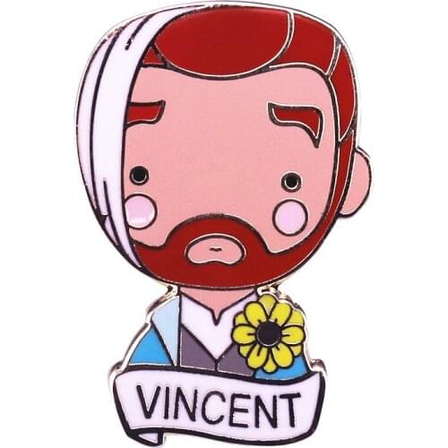 HOSENG Drawing Board Van Gogh Art Classic Brooch Women Man Luxury Party Coat Jewelry Enamel Pin Christmas Gift HS_841