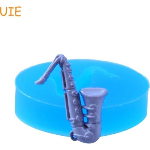 JYL075U Saxophone Silicone Rubber Flexible Food Safe Mold 27mm - Bakery Air Dry Polymer Clay Molds, Candy Mold