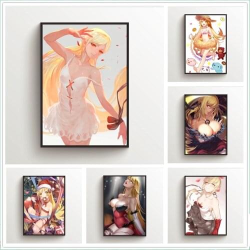 WTQ Canvas Painting Anime Posters Monogatari Oshino Shinobu Wall Decor Wall Art Picture for Living Room Decoration Home Deco