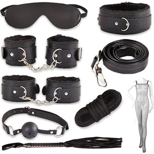 Bundled sets with sex toys SM sex supplies husband and wife into orgasm bed passion handcuffs toy room fun confidential delivery