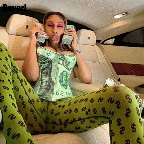 Dollar Money Print Corset Top Fashion Sexy Clubwear Back Lace Up Corset Tops To Wear Out Vintage Bustier Corset Crop Top Women