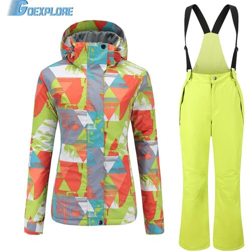Goexplore Skiing Suit Women Snowboard Set Thicken Warm Windproof Winter Snow Suit Female Breathable Outdoor Waterproof Ski wear