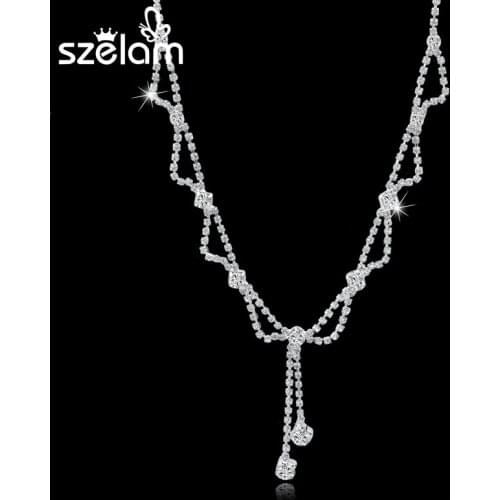 MELIHE Long Multi -Layer Rhinestone Pendant & Necklace For Women 2019 Wedding Long Chain Necklace Bridal Jewelry SNE150799