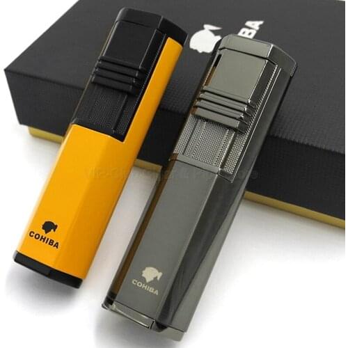 Cohiba Metal 2 Torch Jet Flame Cigarette Cigar Lighter With Punch Portable Windproof Outdoor Smoking Tool