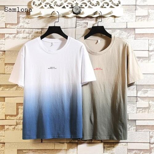 Fashion Gradient color Tie-dye Printing Casual Plus size Short Sleeved T shirt Men clothing 2020 New O-Neck Pullover Youth Men