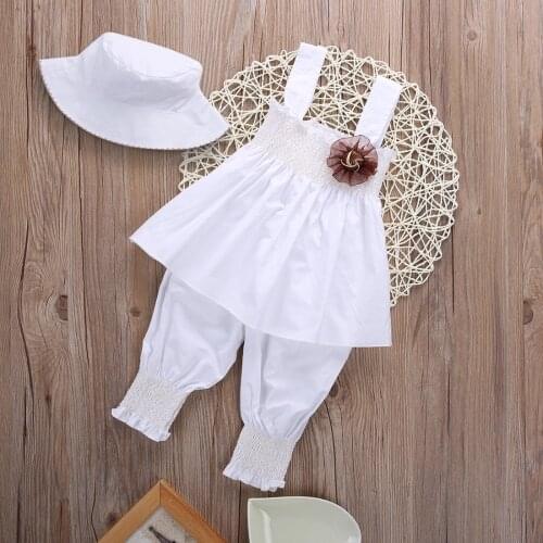 3pcs Fashion Summer Girl Set Baby Kids Girls Flower Princess Wedding Toddler Children Outfits Sets 0-24M