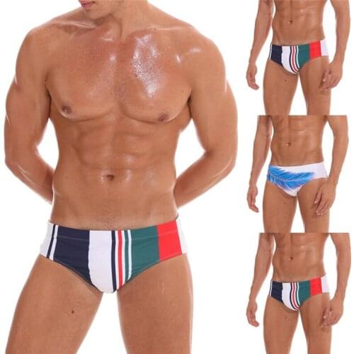 Mens Swim Fashion Men Breathable Trunks Pants Beach Print Running Swimming Underwear Trunks Compression bathing shorts 01