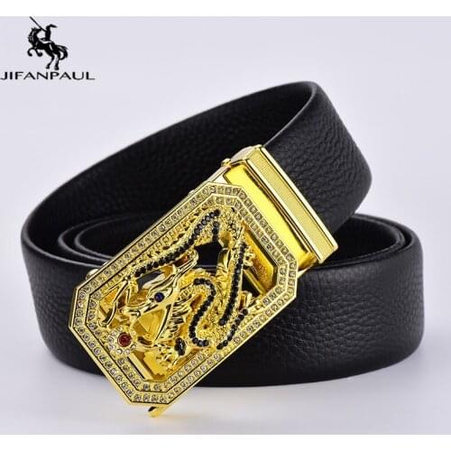 JIFANPAUL Good mens belts for men With Elegant luxury brand automatic buckle fashion waist male 3.8cm Width Mens Leather Belt