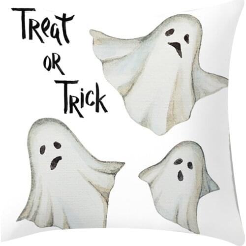 Soft Cushion Cover Halloween Elements Pattern Retro Decoration Pillowcase for Farmhouse Living Room Sofa Bed Decor WWO66