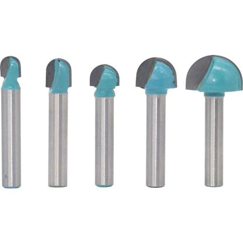 5 Pcs 6mm Shank Cove Core Box Router Bits Set Carbide Tipped Round Nose Double Edging Router Bits for Woodworking Grooving