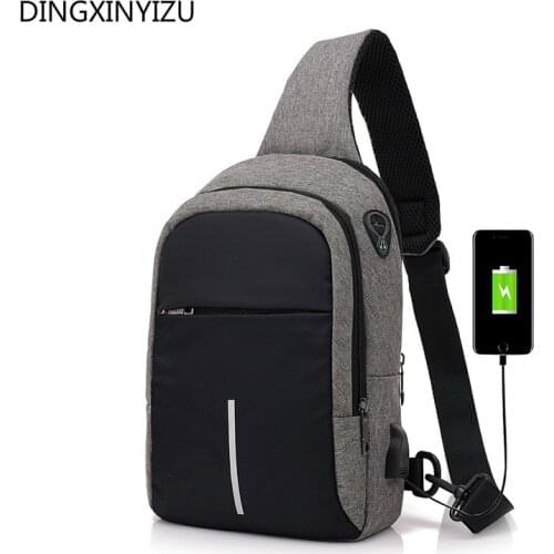 Men Chest Bags USB Charging Waterproof Oxford Crossbody Small Sling Single Shoulder Bags Travel Pack Male Bolsa Feminina Handbag