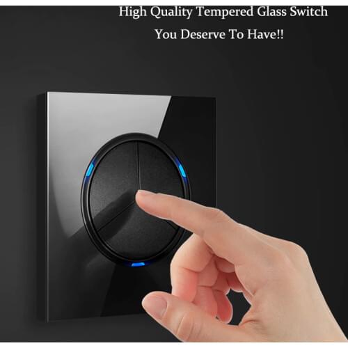 1 2 3 4 Gang 1 Way 2Way Wall Switch Household Black Tempered Glass Mirror Panel EU US UK France Socket LED Light Switch 86mm