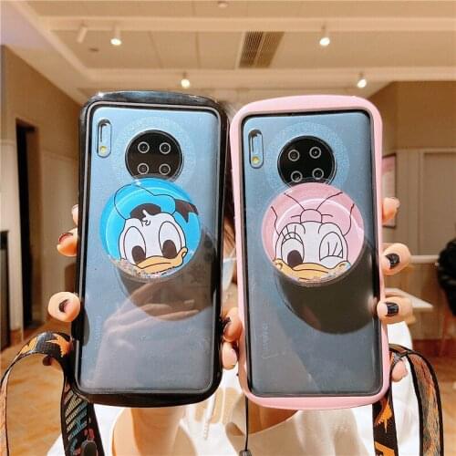 New Disney Bracket Lanyard Phone Case for Phone7 8 11 12min X XS XR 7plus Hauwei P30 P40 Nova5i Quicksand Small Waist TPU Cover