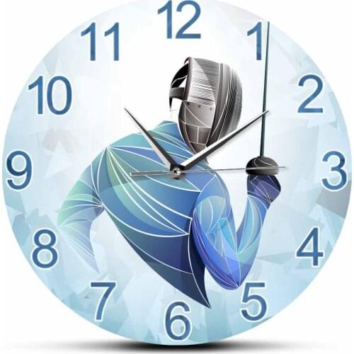 Fencing Modern Design Wall Clock Fencer Home Decor Timepieces Combat Sports Wall Art Swordsmanship Escrime Silent Swept Clock
