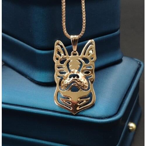 Boho Chic Alloy Boston Terrier Necklace Fashion Cartoon Dog Pendant Golden Color Plated Gift Box Available
