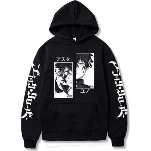 Hot Cool Hoodie Sweatshirt Anime Harajuku Asta Pattern Hoodie Black Clover Print Hoodie Cosplay Costume Streetwear Unisex