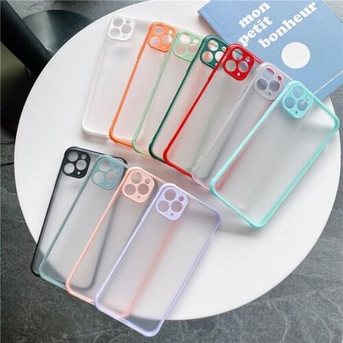 Luxury Shockproof Armor Matte Phone Case for iPhone 11 12 Pro Max XR XS X SE 2020 6 6S 7 8 Plus Contrast Color Matte Back Cover