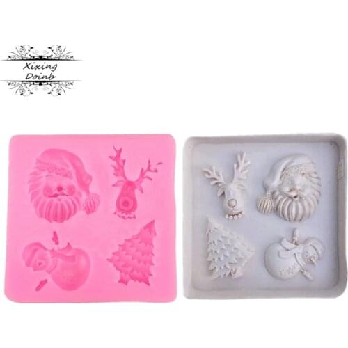Santa snowman Christmas tree deer DIY candy jelly 3D silicone mold cake decorating tools baking sugar mold soap mold