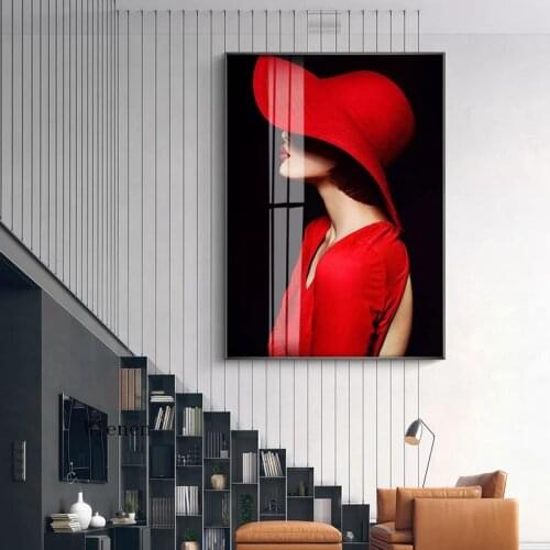 Modern Simple Beauty Wall Art Canvas Painting and Print Living Room Decorative Poster Black Red Picture Girls Room Home Decor