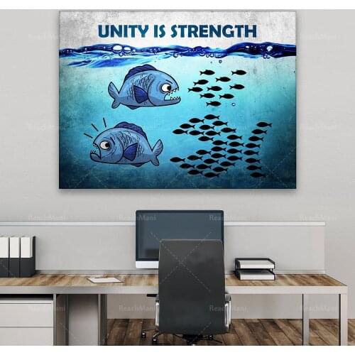 Unity is power inspirational mural canvas print office decoration inspiration illustration artwork work job motivation cartoon t