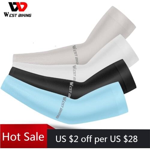 WEST BIKING Cycling Arm Sleeves Protection Summer Ice Silk UV Protection Bicycle Arm Warmers Sport Running Men Women Cover Cuff