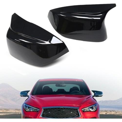 1Pair Glossy Black Side Mirror Cover Cap case Replacement Fit for Infiniti Q50 Q60 QX30 Q70