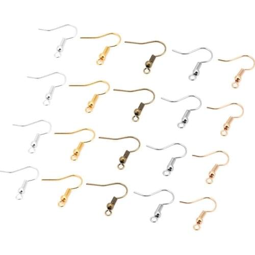 100pcs/lot Gold Silver Color Earring Hooks Wires Findings Iron Metal Ear Hook Clasp Earring Making Fit DIY Jewelry Accessories
