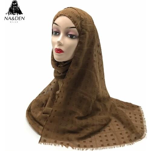 Women pom pom Viscose hijab scarf long shawl wrap muslim headband maxi islamic dots plain scarf hijab 10pcs/lot