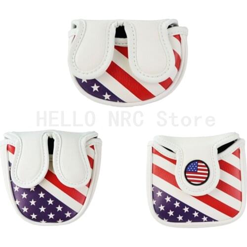 1Pcs Magnetic Closure Customized Golf Mallet Putter Covers Headcover Synthetic Leather USA pattern